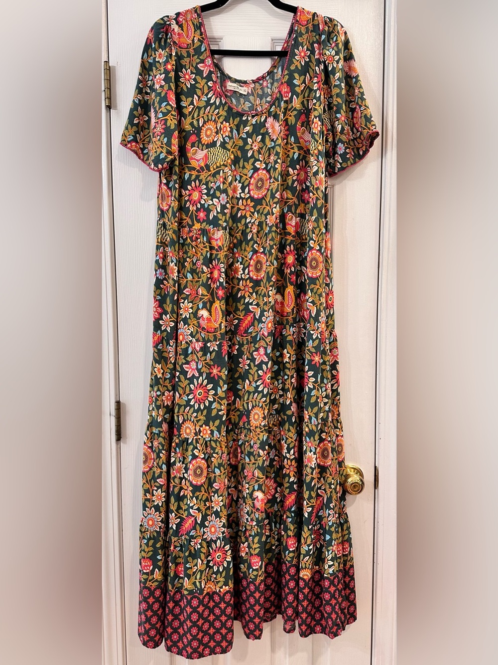 Natural Life XL Lucia Ditsy Boho Floral Maxi Light  Dress Tiered Bird